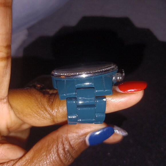 Michael Kors Blue/Green Watch w/Rhinestones - Picture 7 of 10
